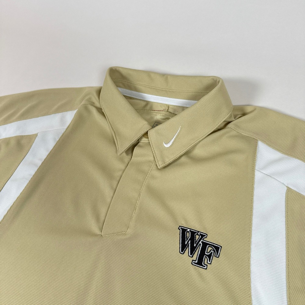 Wake Forest Demon Deacons Polo Shirt Mens Large Gold White Nike Swoosh Team Golf